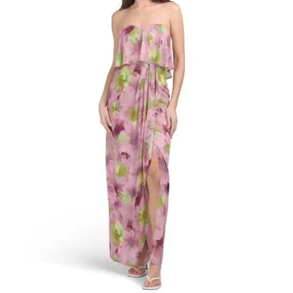 NWOT Jewel Badgley Mischka strapless floral gown